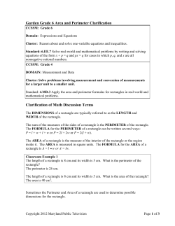 Garden Grade 6 Area and Perimeter Clarification Clarification of