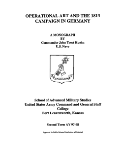 OPERATIONAL ART AND THE 1813 CAMPAIGN IN GERMANY