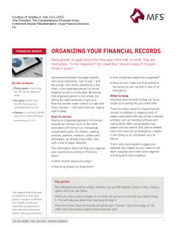 ORGANIZING YOUR FINANCIAL RECORDS
