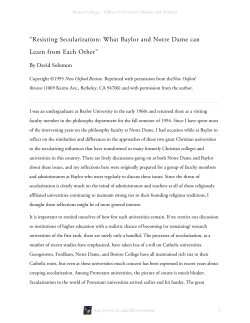 Resisting Secularization - Boston College Home Page