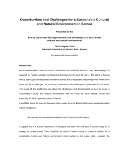 Opportunities and Challenges for a Sustainable Cultural and Natural
