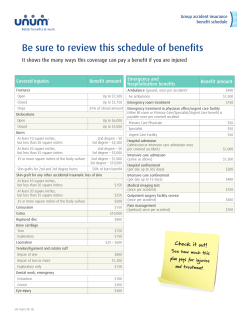 Be sure to review this schedule of benefits