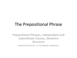 The Prepositional Phrase