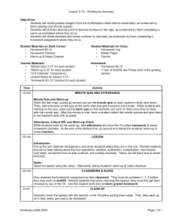 Lesson 3-15 &ndash; Dividing by Decimals Objectives: &bull; Students will