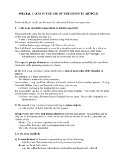 special cases in the use of the definite article