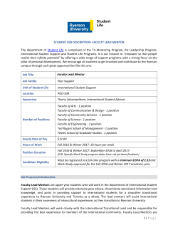 STUDENT JOB DESCRIPTION: FACULTY