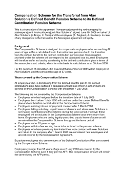 Compensation Scheme for the Transition from Aker Solution`s