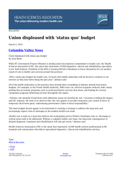 Union displeased with `status quo` budget