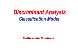 Discriminant Analysis - Multivariate Solutions