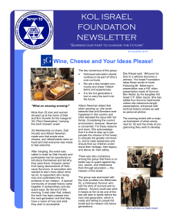 KOL ISRAEL FOUNDATION NEWSLETTER