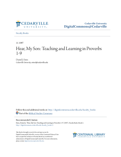 Hear, My Son: Teaching and Learning in Proverbs 1-9