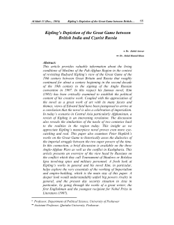 Kipling`s Depiction of the Great Game between British India