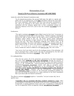 Denial of Right to Effective Assistance OF