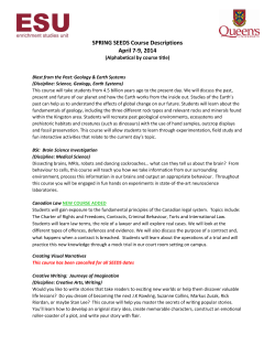 SPRING SEEDS Course Descriptions April 7