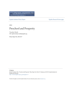 Preschool and Prosperity - Upjohn Research