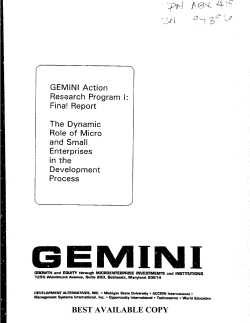 GEMINI Action Research Program I Final Report. The
