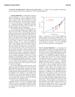 ACOUSTIC FLUIDIZATION: WHAT IT IS, AND IS NOT. H. J. Melosh1