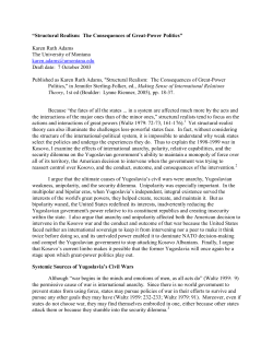 STRUCTURAL REALISM: The Consequences of Great Power Politics
