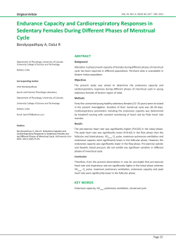 Endurance Capacity and Cardiorespiratory Responses in Sedentary