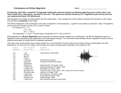 Earthquakes and Richter Magnitude