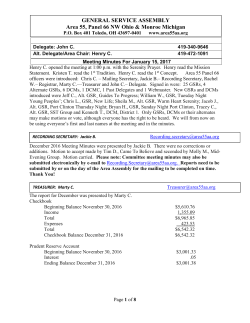 General Assembly Meeting Minutes - January 15, 2017
