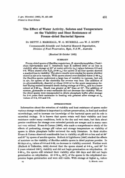 The Effect of Water Activity, Solutes and Temperature on the Viability