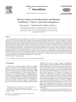 Dextran fouling of polyethersulfone ultrafiltration