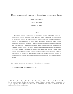 Determinants of Primary Schooling in British India