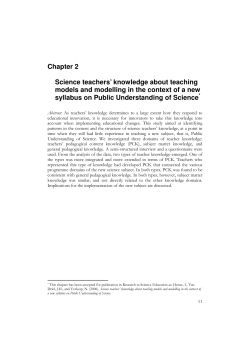 Chapter 2 Science teachers` knowledge about teaching models and