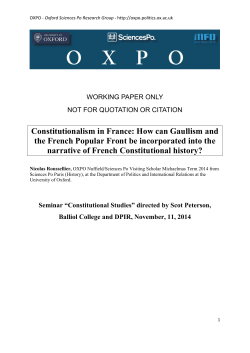 Constitutionalism in France - Department of Politics and