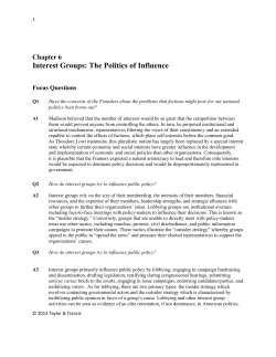 Interest Groups: The Politics of Influence
