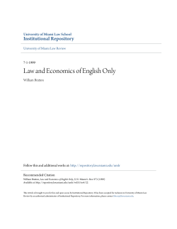 Law and Economics of English Only - University of Miami School of