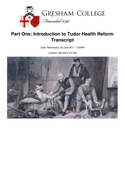 Part One: Introduction to Tudor Health Reform