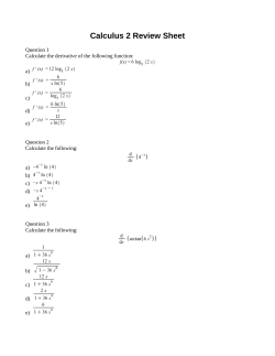 Calculus 2 Review Sheet