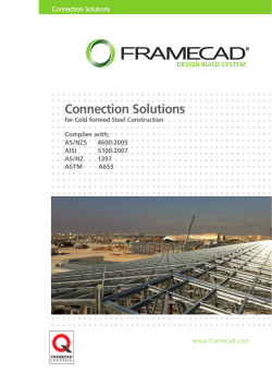 Connection Solutions for Cold Formed Steel Construction