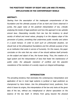 THE POSITIVIST THEORY OF RIGHT AND LAW AND ITS MORAL