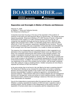 Separation and Oversight: A Matter of Checks and Balances