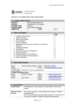 ARTS2571 Intermediate Spanish B