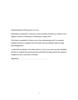 Understanding the Phenomenon of Love Submitted by Alexander E