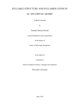 SYLLABLE STRUCTURE AND SYLLABIFICATION IN AL`AIN