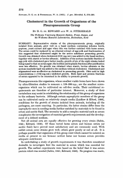 Cholesterol in the Growth of Organisms of the