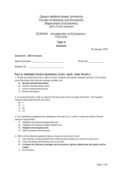 ECON101 2014-15 Fall Final Exam Answers