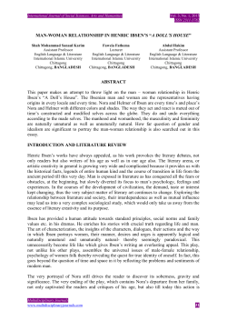 MAN-WOMAN RELATIONSHIP IN HENRIC IBSEN`S &ldquo;A DOLL`S