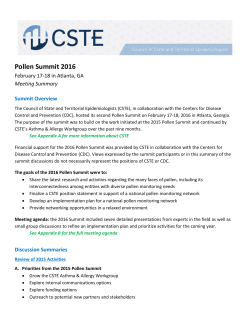 2016 Pollen Summit Report - Council of State and Territorial