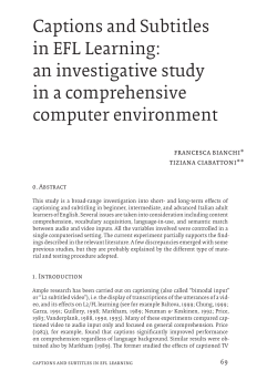Captions and Subtitles in EFL Learning: an