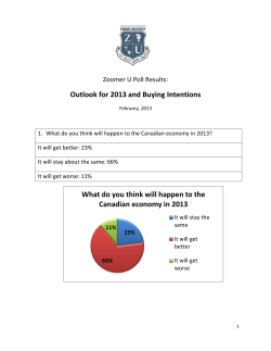 Outlook for 2013 and Buying Intentions What do you think will