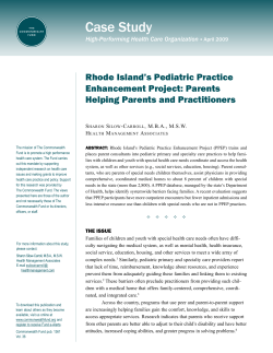 Rhode Island`s Pediatric Practice Enhancement Project