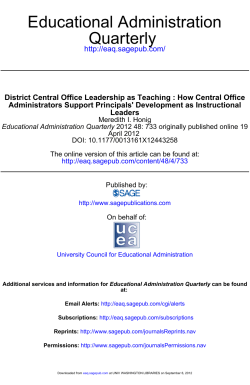 District Central Office Leadership as Teaching: How Central Office