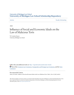 Influence of Social and Economic Ideals on the Law of Malicious Torts