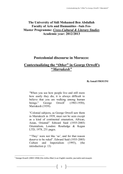 Contextualizing the &ldquo;Other&rdquo; in George Orwell`s &ldquo;Marrakesh&rdquo;